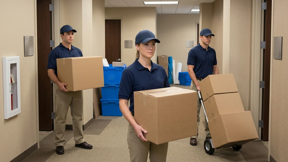 Moving crew handling protected household items
